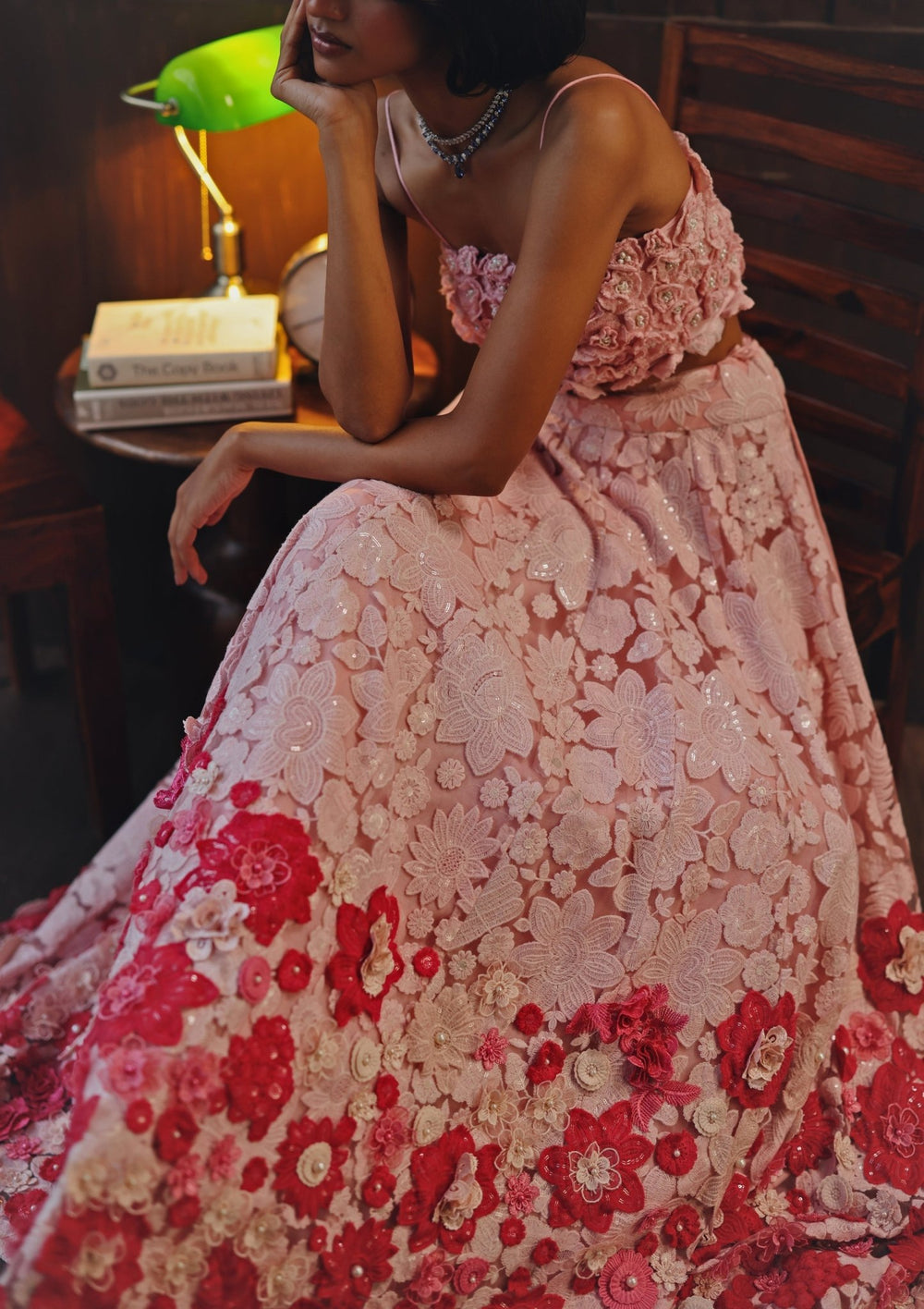 Pastel Pink Soft Net Floral Lehenga Twenty Nine - Fabilicious Fashion