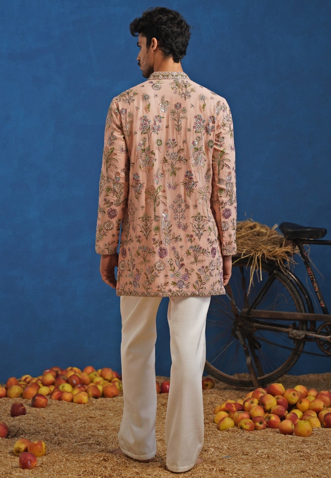 Pastel Pink Thread Georgette Short Kurta Set Kalpraag - Fabilicious Fashion