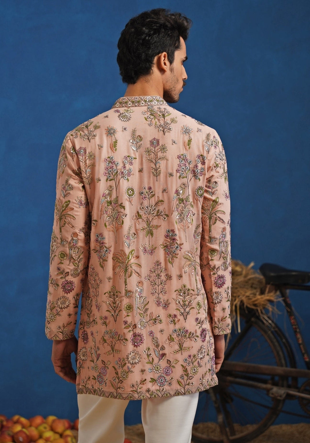 Pastel Pink Thread Georgette Short Kurta Set Kalpraag - Fabilicious Fashion