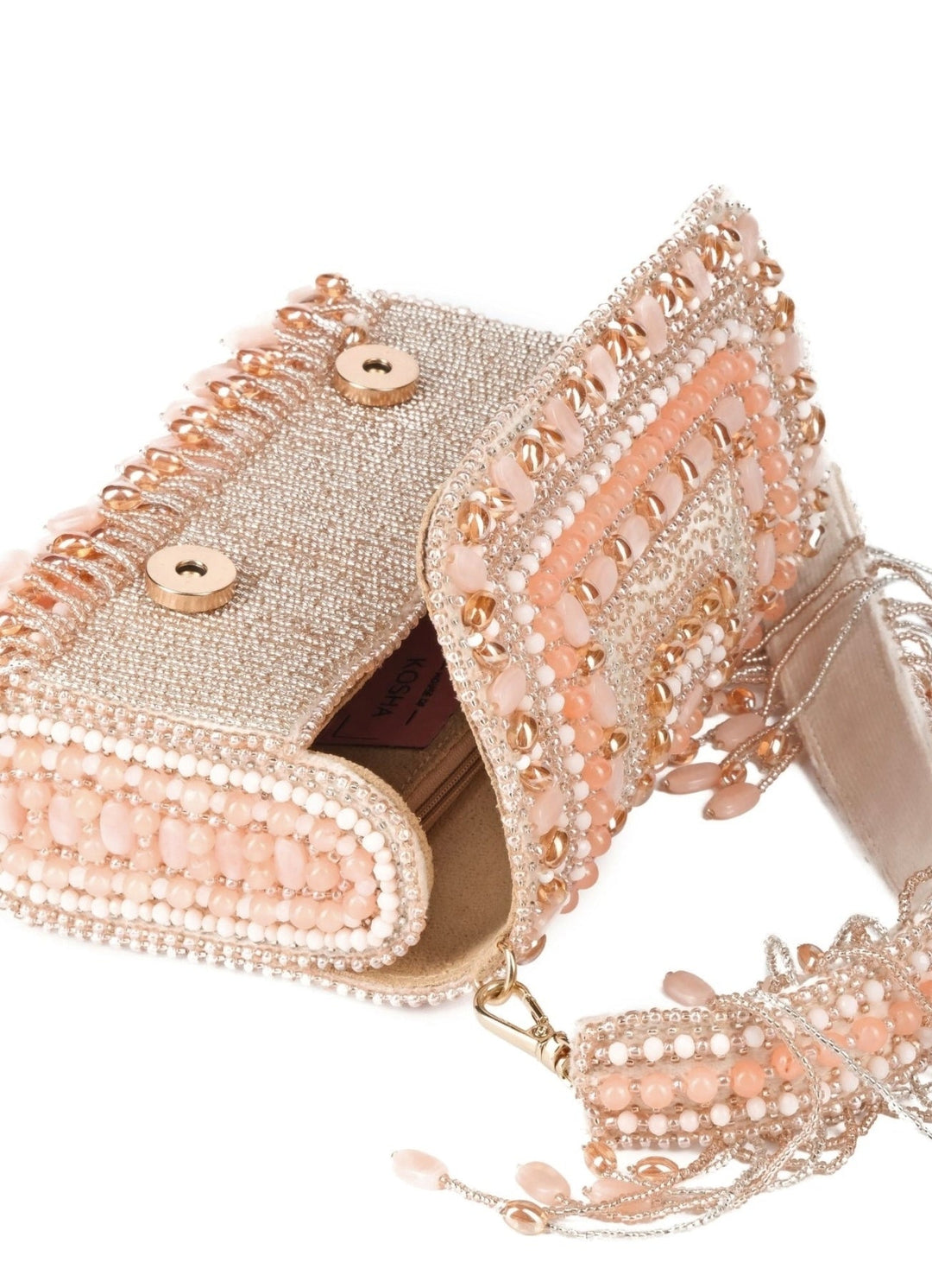 Pastel Suede Embellished Clutch House of Kosha - Fabilicious Fashion