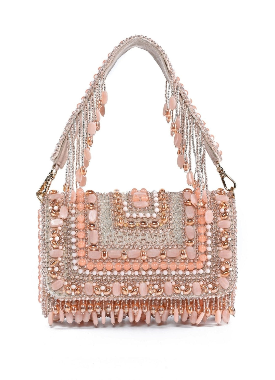 Pastel Suede Embellished Clutch House of Kosha - Fabilicious Fashion
