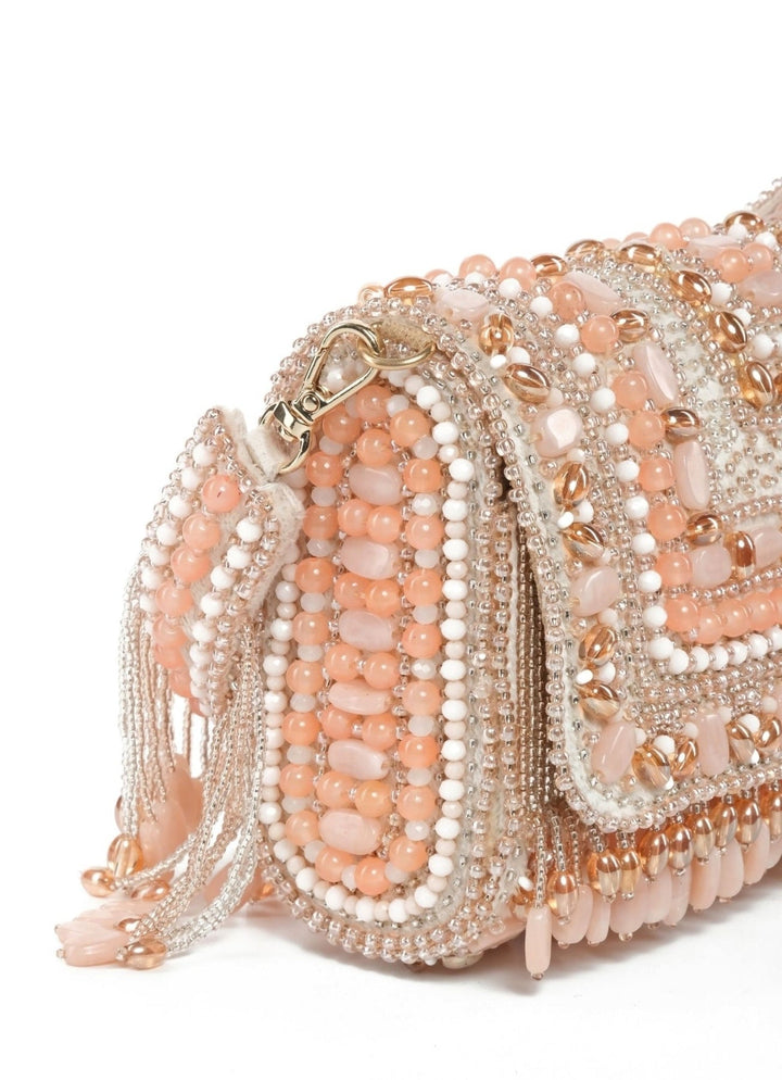 Pastel Suede Embellished Clutch House of Kosha - Fabilicious Fashion