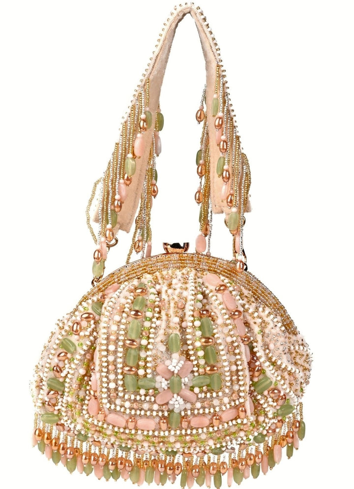 Pastel Suede Embellished Pouch House of Kosha - Fabilicious Fashion