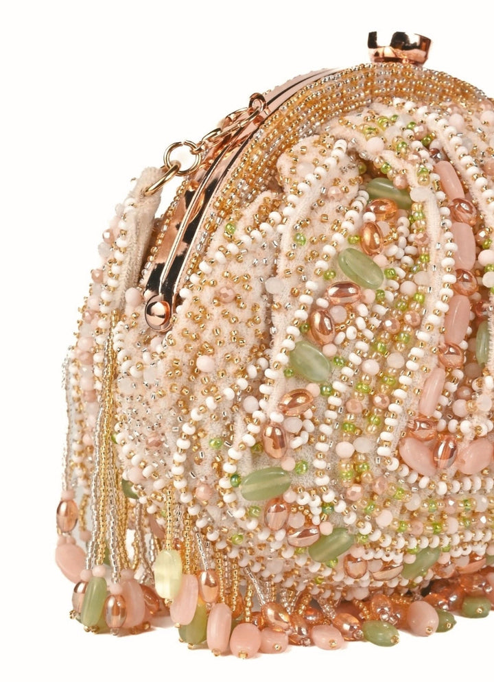 Pastel Suede Embellished Pouch House of Kosha - Fabilicious Fashion