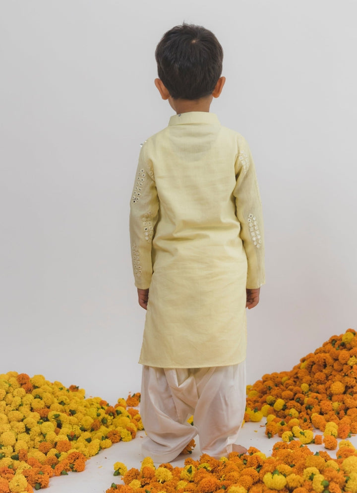 Chotibuti Pastel Yellow Chanderi Kurta SetFabilicious Fashion