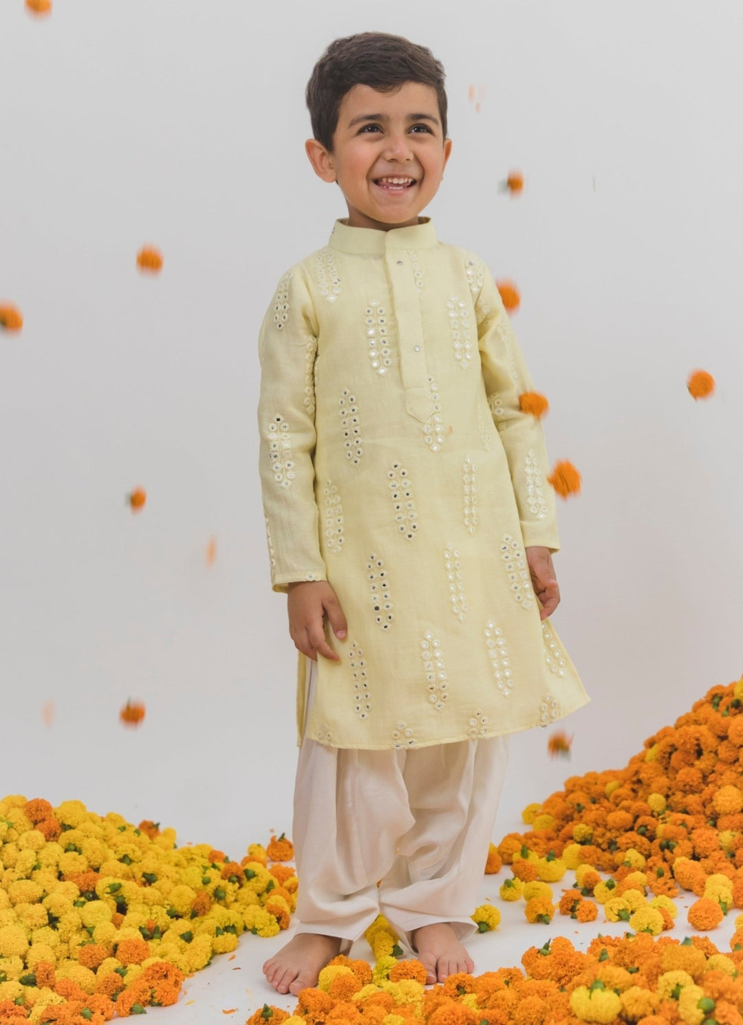 Chotibuti Pastel Yellow Chanderi Kurta SetFabilicious Fashion