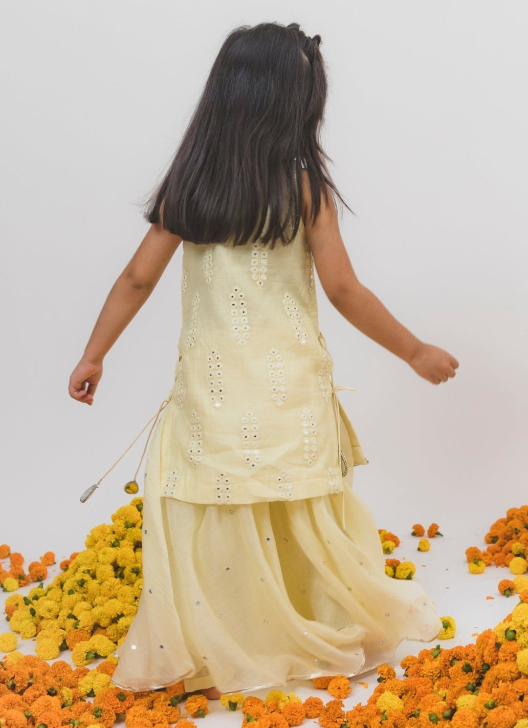 Chotibuti Pastel Yellow Chanderi Kurta Sharara SetFabilicious Fashion