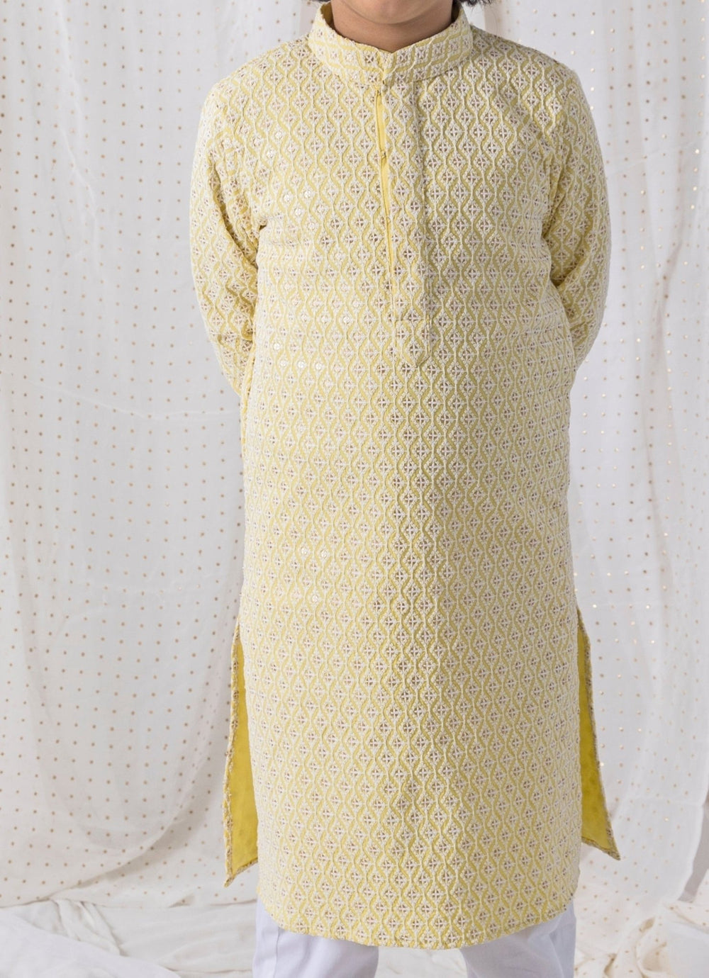 Pastel Yellow Cotton Kurta Set Chotibuti - Fabilicious Fashion