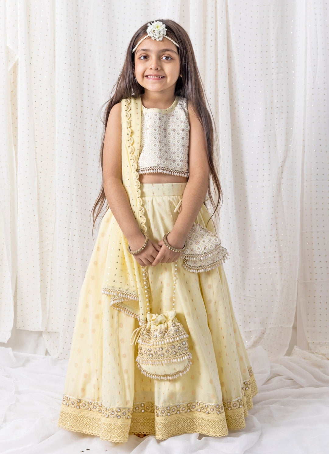 Chotibuti Pastel Yellow Cotton LehengaFabilicious Fashion
