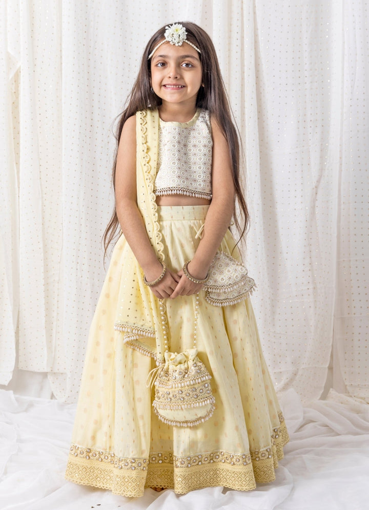 Chotibuti Pastel Yellow Cotton LehengaFabilicious Fashion