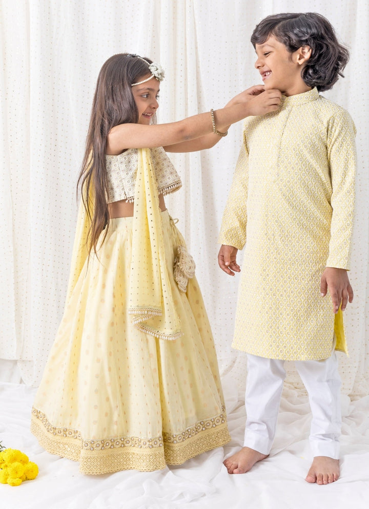 Chotibuti Pastel Yellow Cotton LehengaFabilicious Fashion