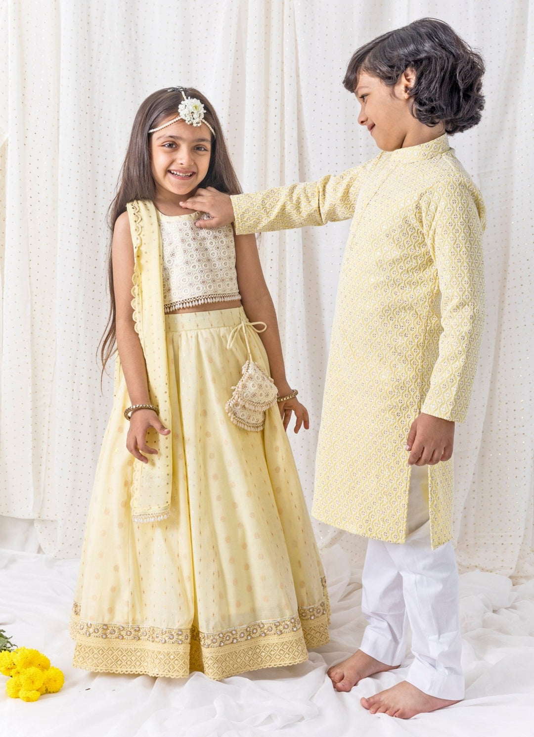 Chotibuti Pastel Yellow Cotton LehengaFabilicious Fashion