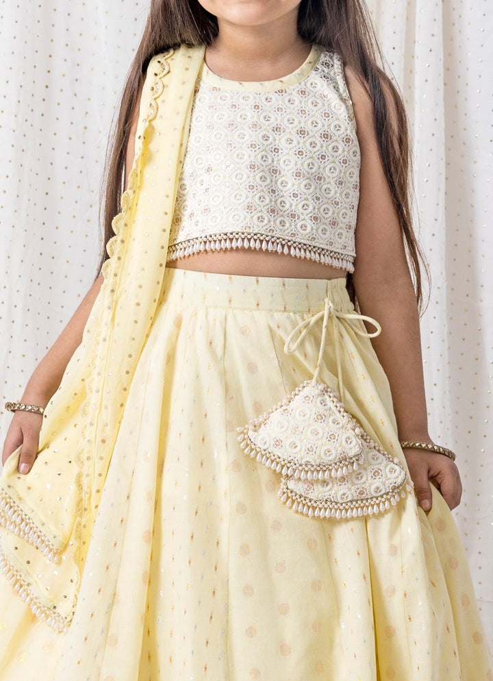 Chotibuti Pastel Yellow Cotton LehengaFabilicious Fashion