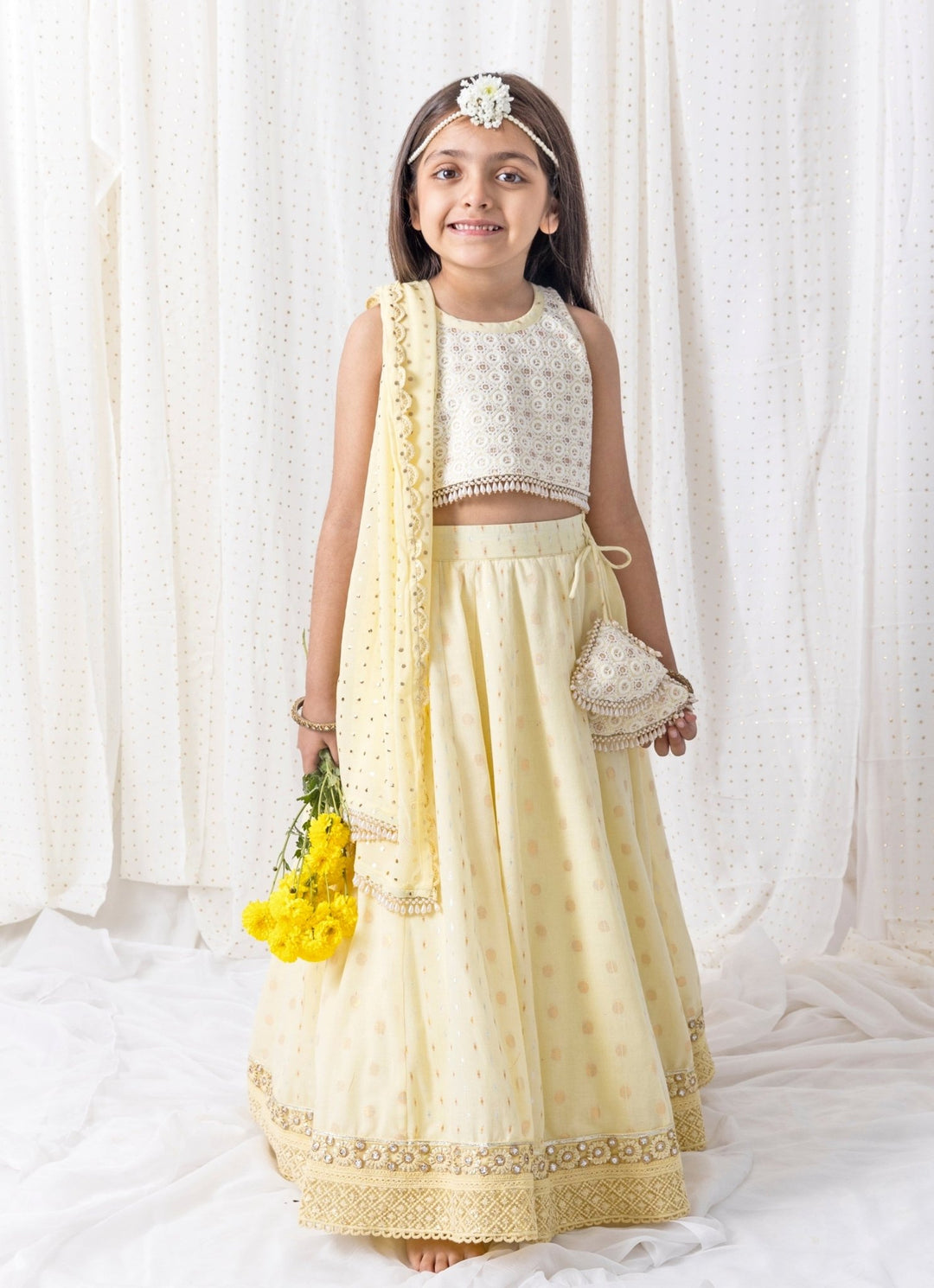 Chotibuti Pastel Yellow Cotton LehengaFabilicious Fashion