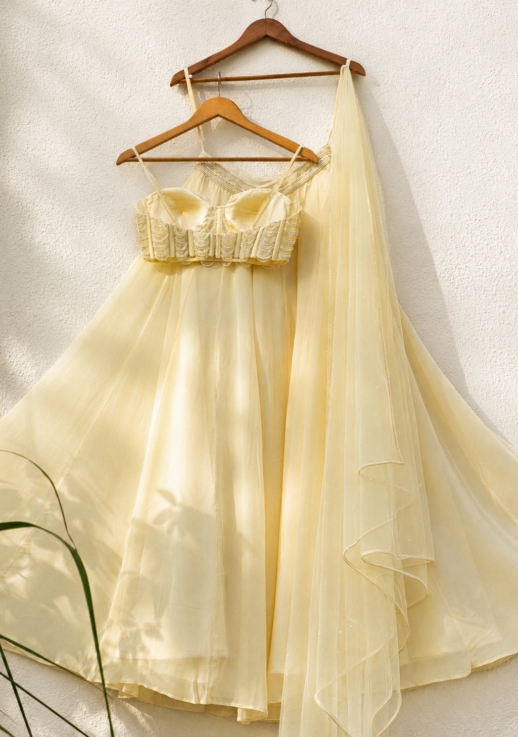Pastel Yellow Georgette Sharara With Pearl Blouse Anisha Shetty - Fabilicious Fashion