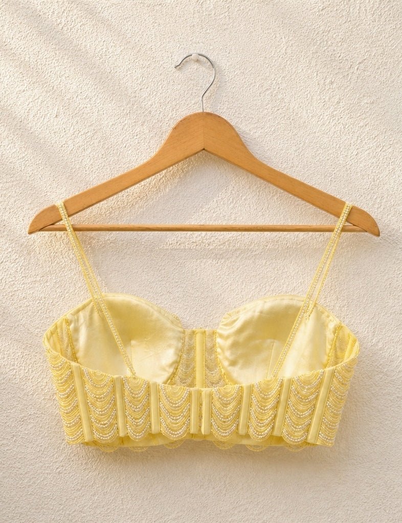 Pastel Yellow Georgette Sharara With Pearl Blouse Anisha Shetty - Fabilicious Fashion