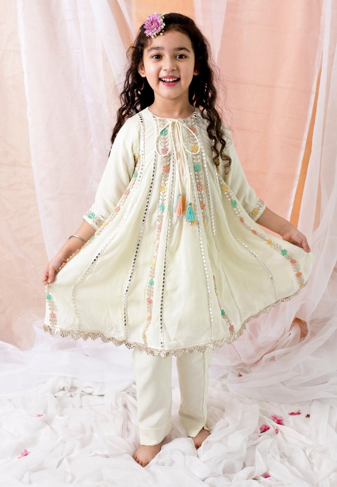 Chotibuti Pastel Yellow Muslin Kurta Pants SetFabilicious Fashion