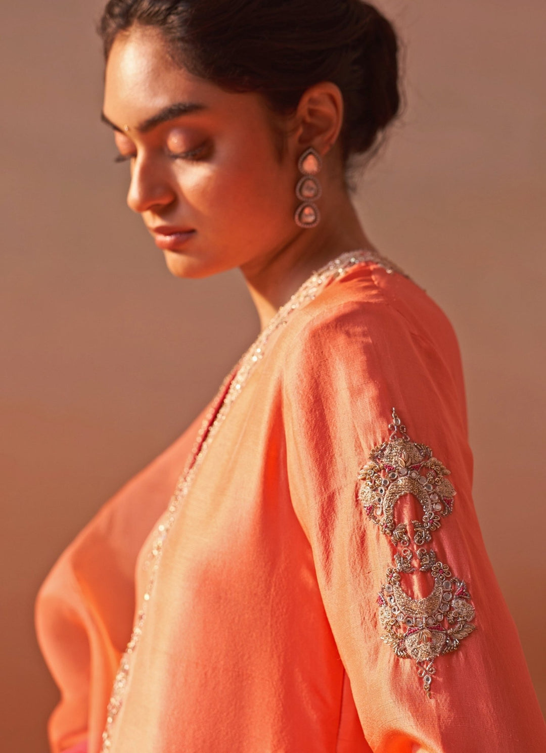 Nitika Gujral Peach And Pink Shaded Silk Kurta Salwar SetFabilicious Fashion