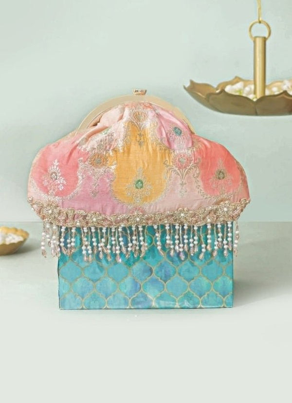 Peach Banarasi Silk Vintage Purse