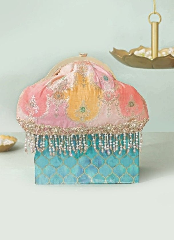 Peach Banarasi Silk Vintage Purse Amyra - Fabilicious Fashion