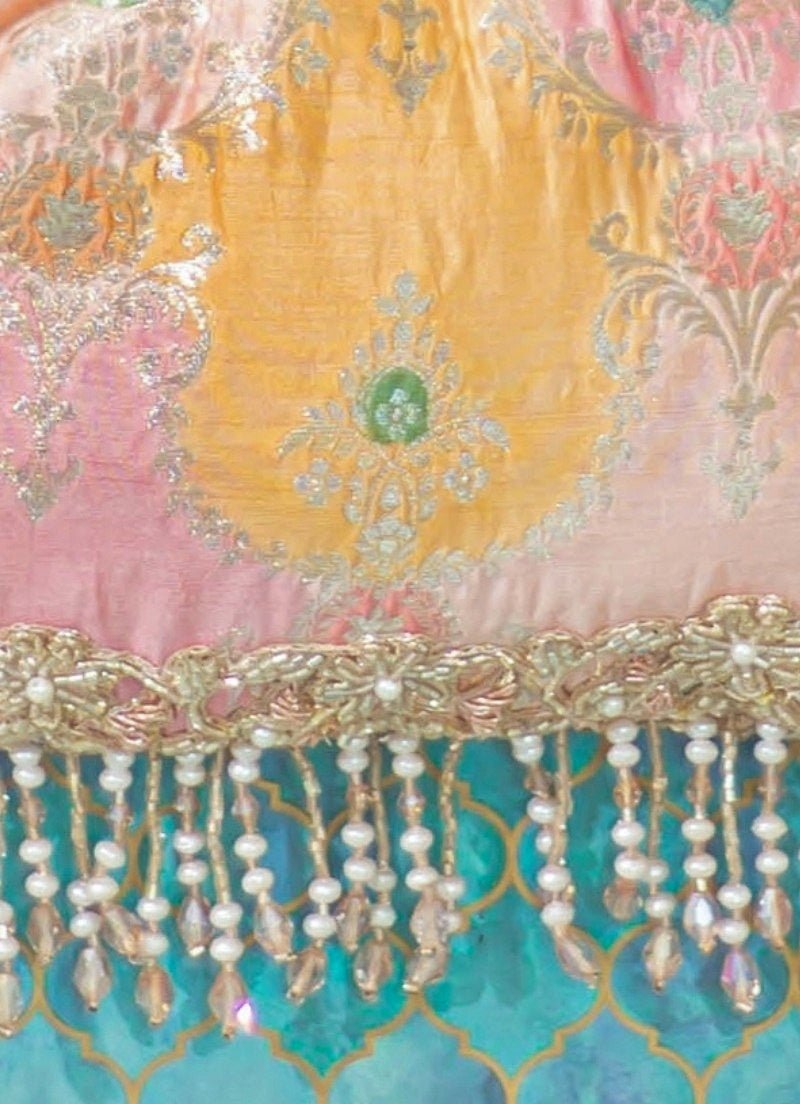 Peach Banarasi Silk Vintage Purse Amyra - Fabilicious Fashion