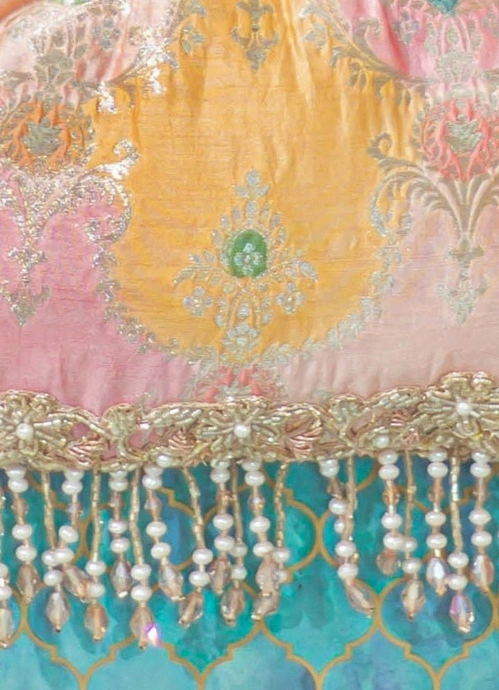 Peach Banarasi Silk Vintage Purse Amyra - Fabilicious Fashion