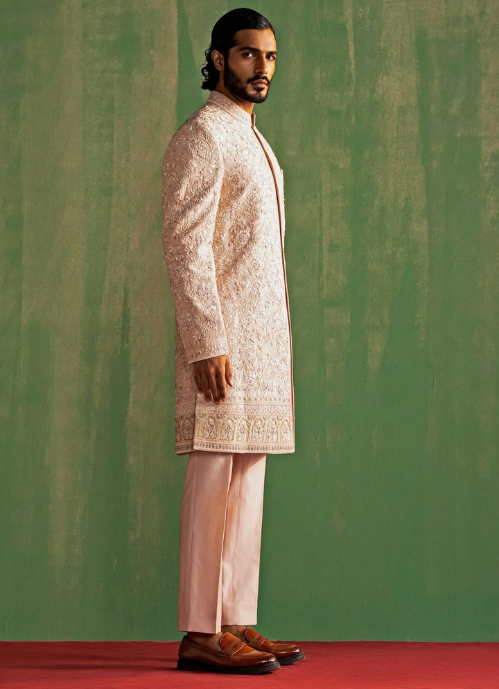 Peach Embroidered Groom Sherwani Set Studio Bagechaa - Men - Fabilicious Fashion