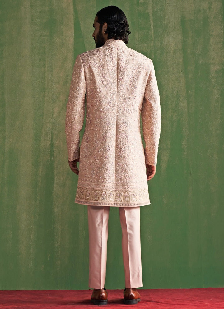 Peach Embroidered Groom Sherwani Set Studio Bagechaa - Men - Fabilicious Fashion