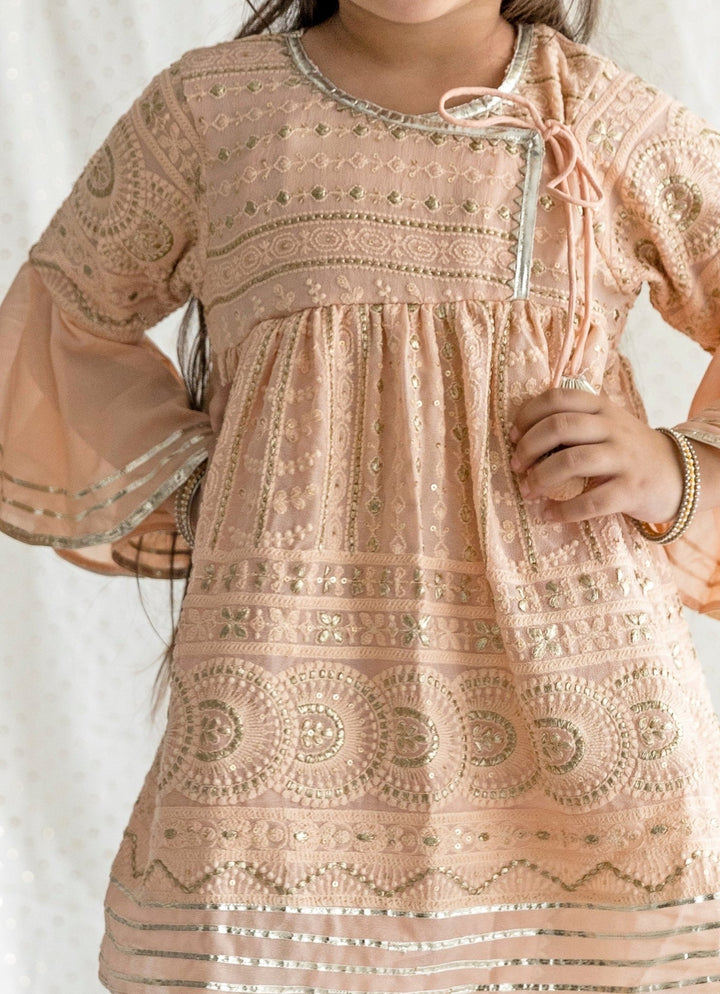Chotibuti Peach Georgette Chikankari Kurta Dhoti SetFabilicious Fashion