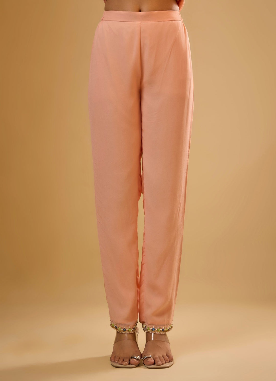 Peach Georgette Kurta Pants Set Renee Label - Fabilicious Fashion