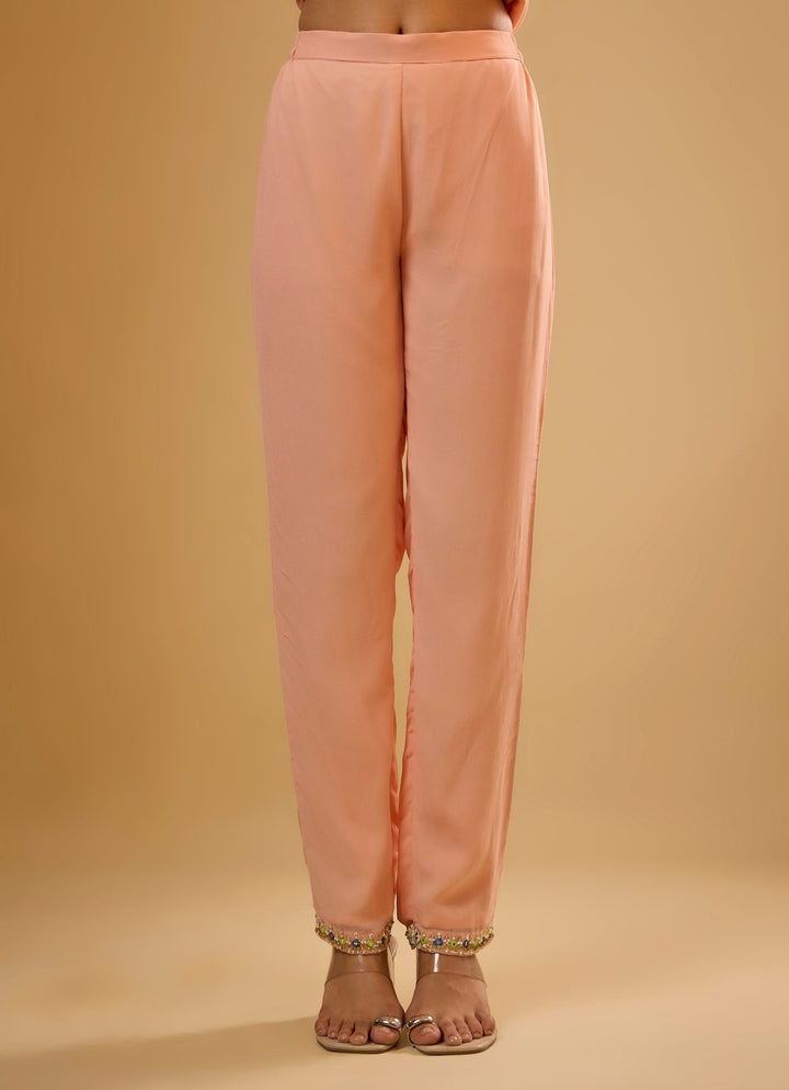 Peach Georgette Kurta Pants Set Renee Label - Fabilicious Fashion