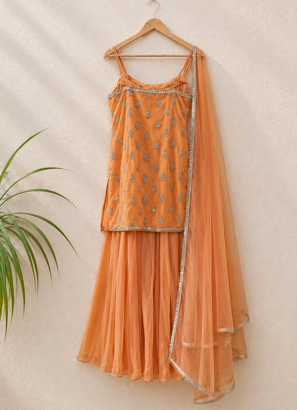 Peach Georgette Kurta Sharara Set Anisha Shetty - Fabilicious Fashion