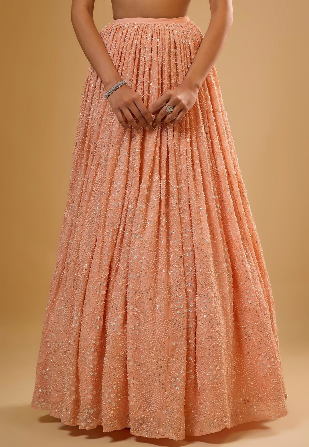 Peach Georgette Lehenga Set Renee Label - Fabilicious Fashion