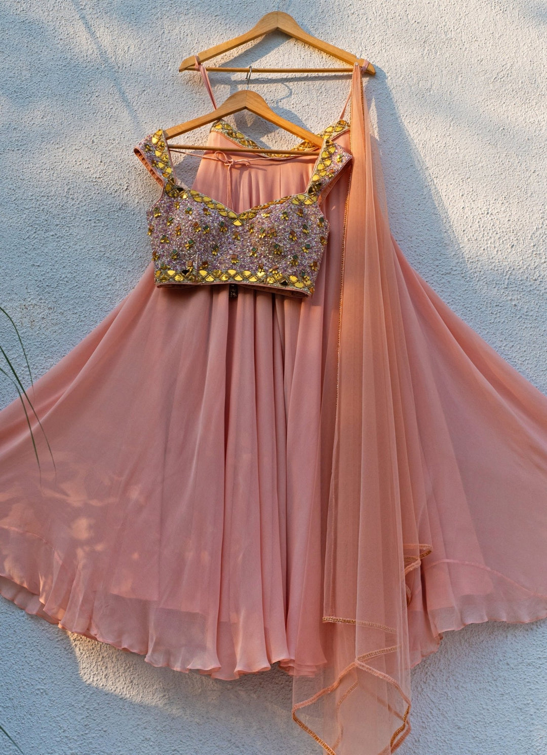 Peach Georgette Sharara With Multicolour Blouse Anisha Shetty - Fabilicious Fashion