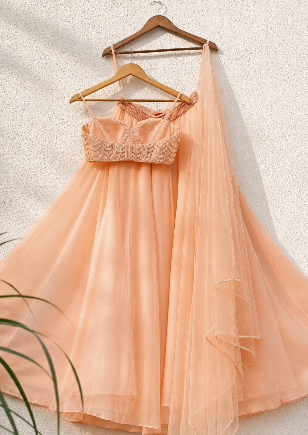 Peach Georgette Sharara With Pearl Blouse Anisha Shetty - Fabilicious Fashion