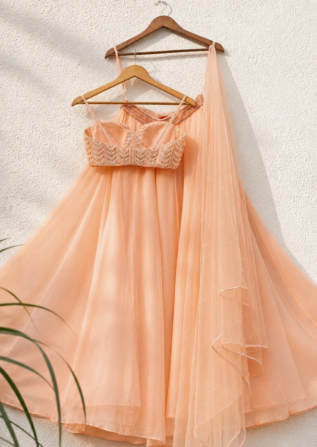 Peach Georgette Sharara With Pearl Blouse Anisha Shetty - Fabilicious Fashion