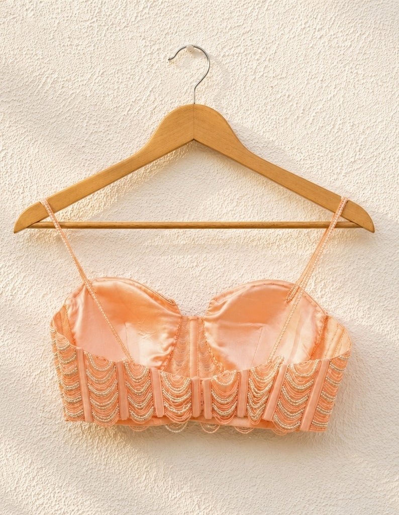 Peach Georgette Sharara With Pearl Blouse Anisha Shetty - Fabilicious Fashion