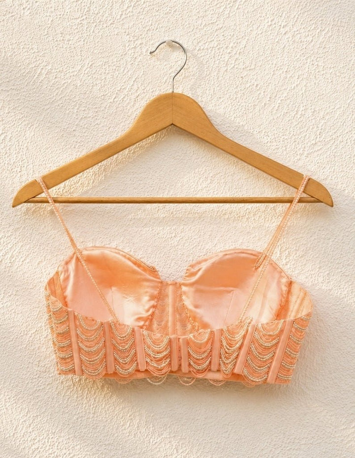 Peach Georgette Sharara With Pearl Blouse Anisha Shetty - Fabilicious Fashion