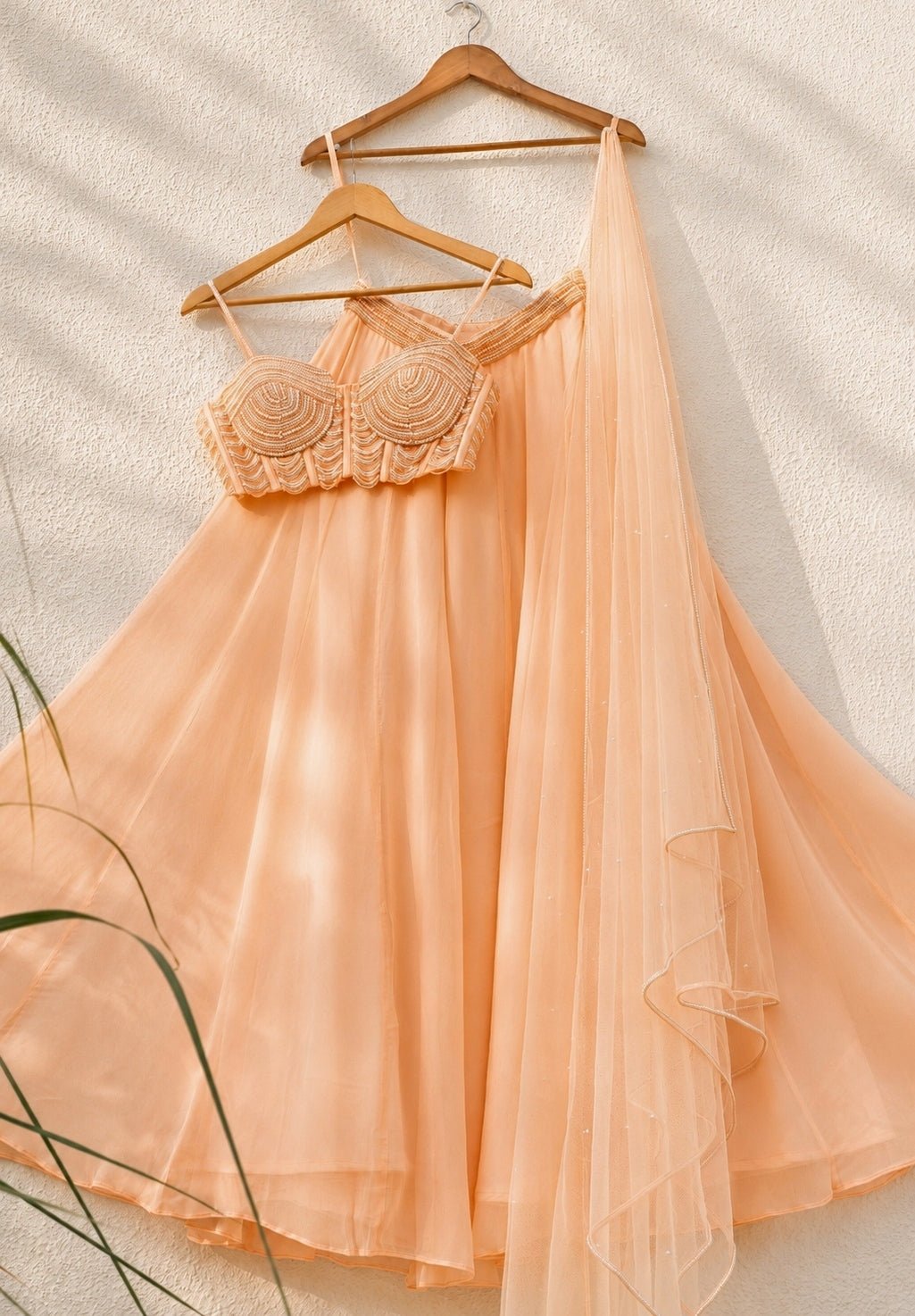 Peach Georgette Sharara With Pearl Blouse Anisha Shetty - Fabilicious Fashion
