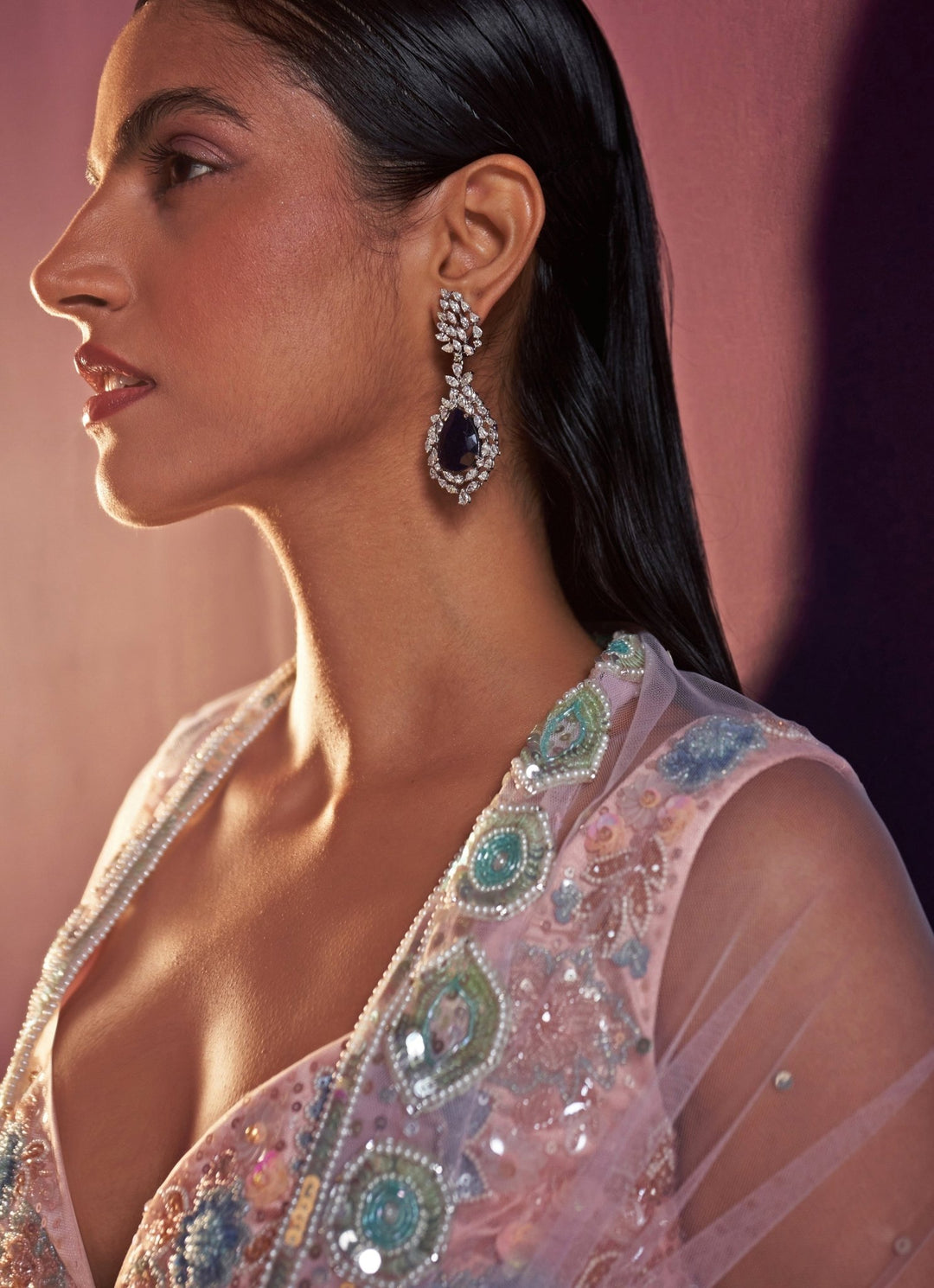 Peach Multi Colour Sequins Embroidered Lehenga Set Angad Singh - Fabilicious Fashion