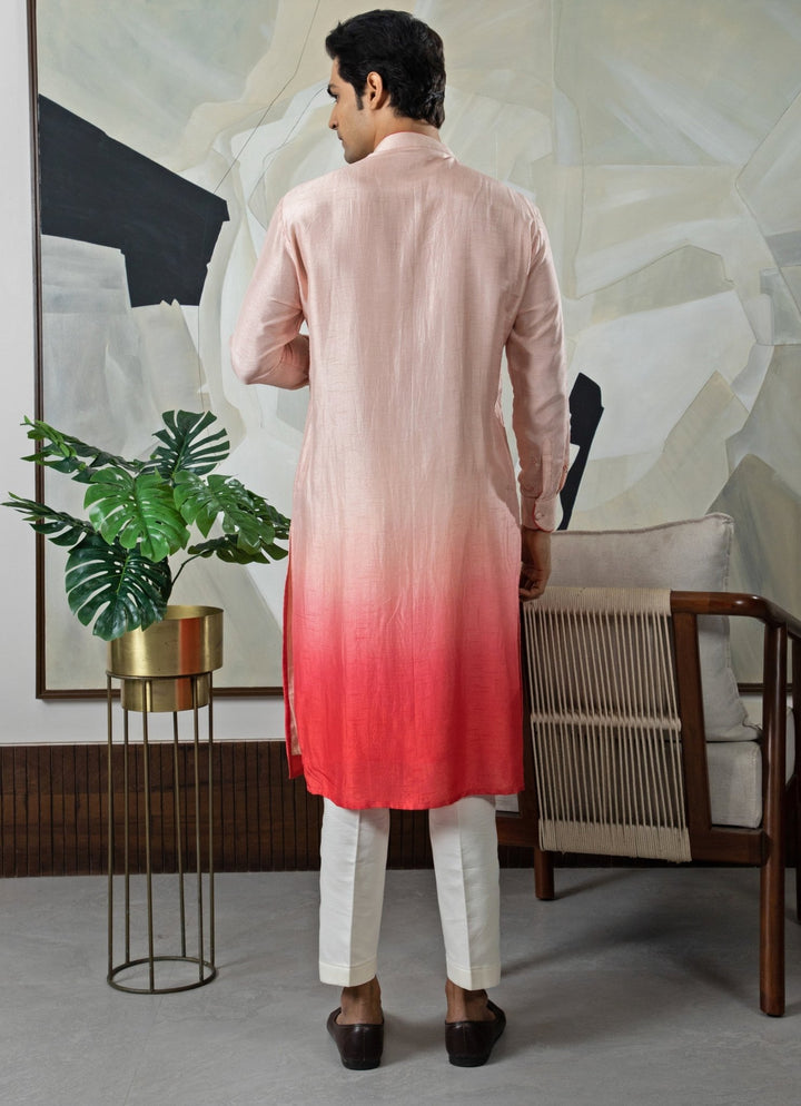 Peach Ombre Embroidered Kurta Pant Set Smriti - Fabilicious Fashion
