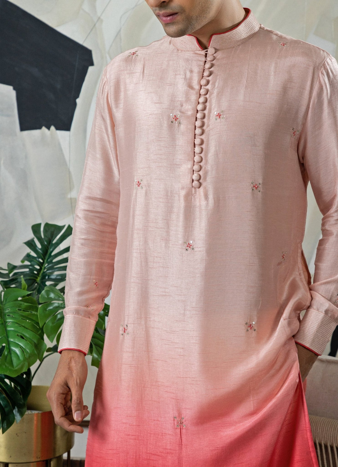 Peach Ombre Embroidered Kurta Pant Set Smriti - Fabilicious Fashion