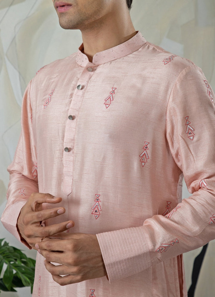 Peach Ombre Silk Kurta Pant Set Smriti - Fabilicious Fashion