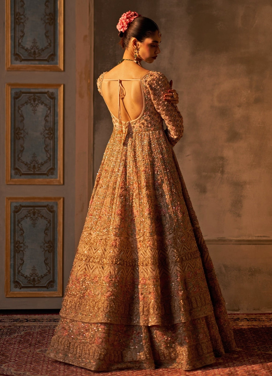 Angad Singh Peach Organza Kurta Lehenga SetFabilicious Fashion