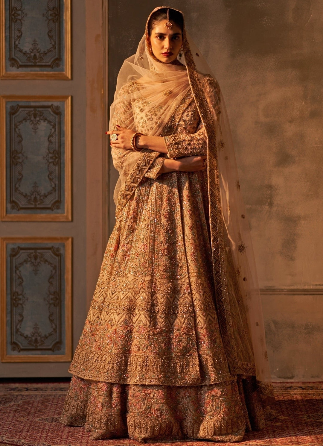 Angad Singh Peach Organza Kurta Lehenga SetFabilicious Fashion