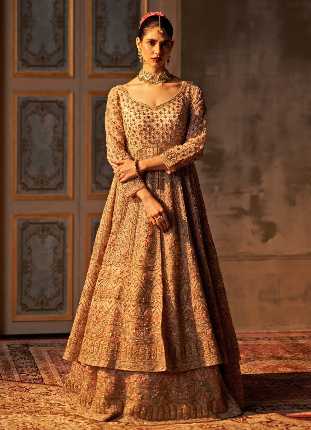 Peach Organza Kurta Lehenga Set Angad Singh - Fabilicious Fashion