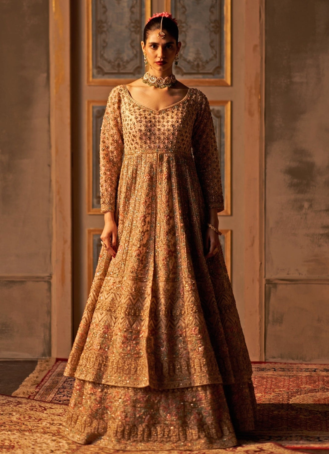 Angad Singh Peach Organza Kurta Lehenga SetFabilicious Fashion
