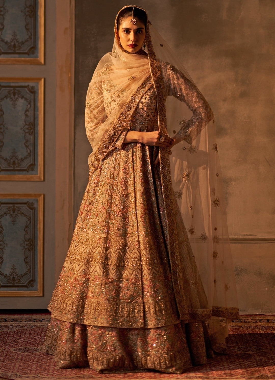 Peach Organza Kurta Lehenga Set Angad Singh - Fabilicious Fashion