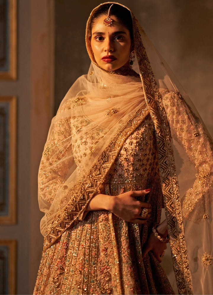 Angad Singh Peach Organza Kurta Lehenga SetFabilicious Fashion