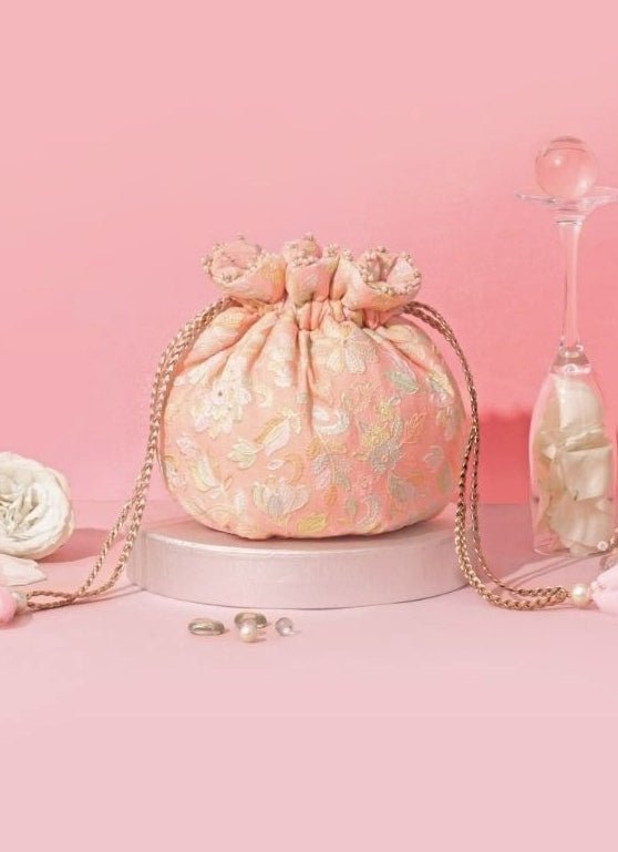 Peach Organza Tissue Potli Amyra - Fabilicious Fashion